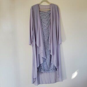 Grey Embroidered Pencil Dress with Gown, Sise S